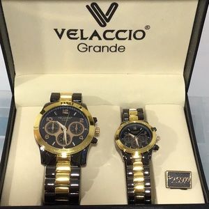 NIB Velaccio Grande His & Hers Set of‎ Chronograph Watches, Quartz Movement